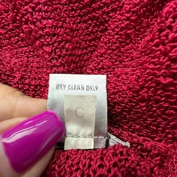 Chicos Womens Sz L Mesh Fringes Red‎ Disco Dress Asymmetrical Hem Side Slit - Picture 9 of 12